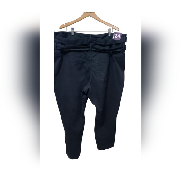 Black Dress Pants with Tapered Fit and Elastic Waistband - Picture 2 of 9